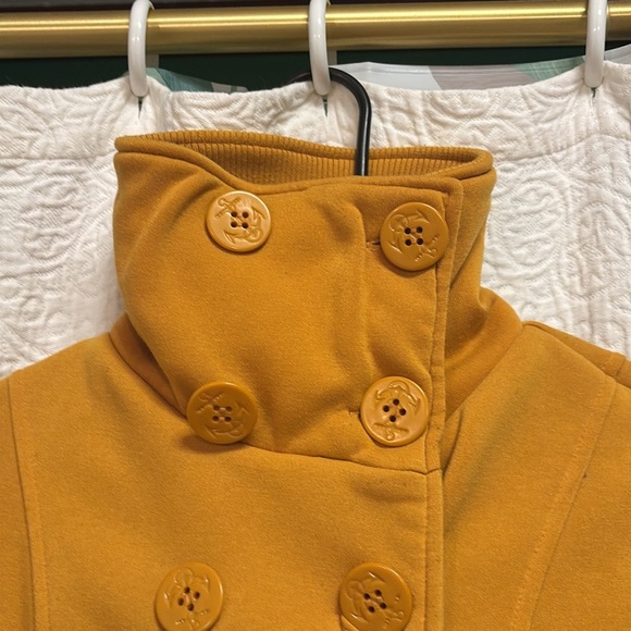 Cavalini Mustard Colored Pea Coat with Belt - Picture 9 of 10